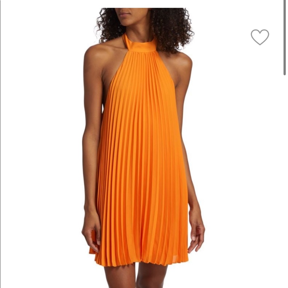NWT Alice and Olivia Aviana Pleated Halter Mini Dress